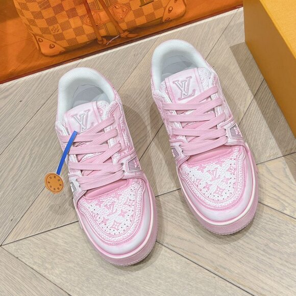 Louis Vuitton Pink And White Low-Top Sneakers - Picture 2 of 9